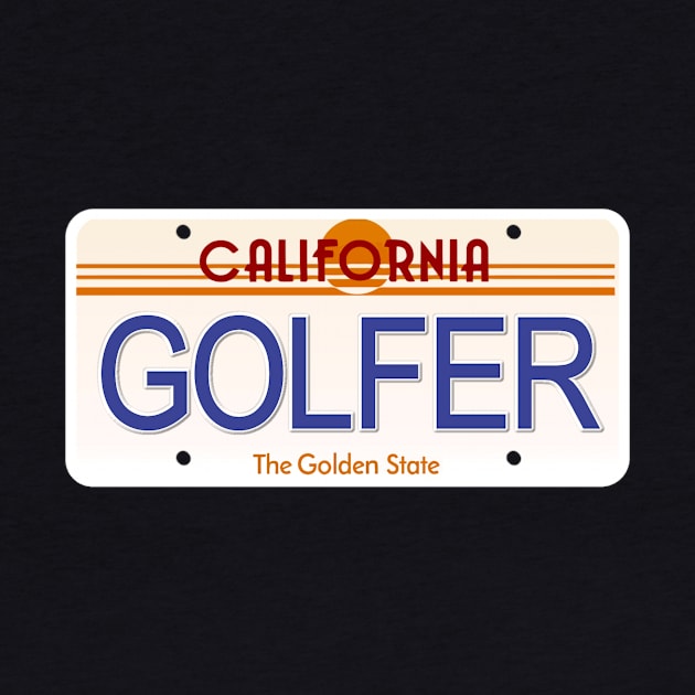 Golfer California State License Plate by Mel's Designs